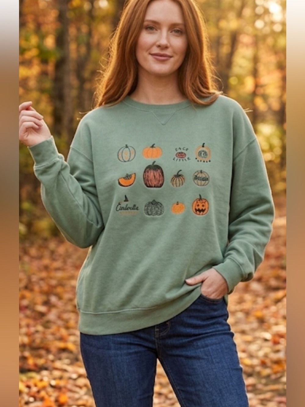 Halloween Pumpkin Graphic Sweatshirt – Comfort Wash – XL